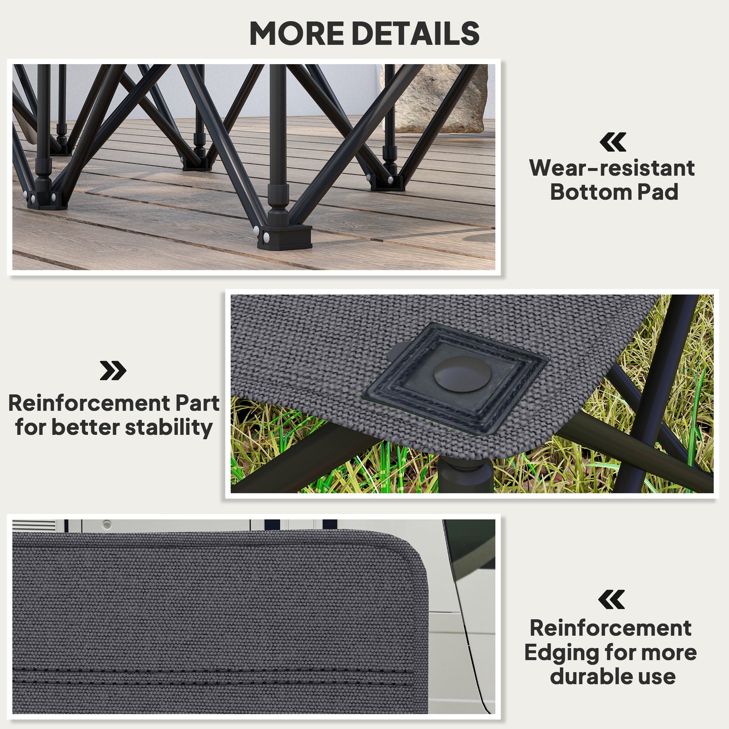Chaise de camping pliante 6 places avec porte-gobelet et housse de transport pour camping, pique-nique et événements sportifs, gris foncé