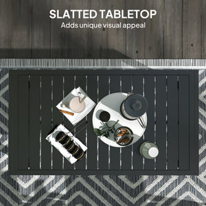 Table basse d'extérieur avec plateau à lattes et pieds réglables pour jardin, terrasse et pelouse, noire