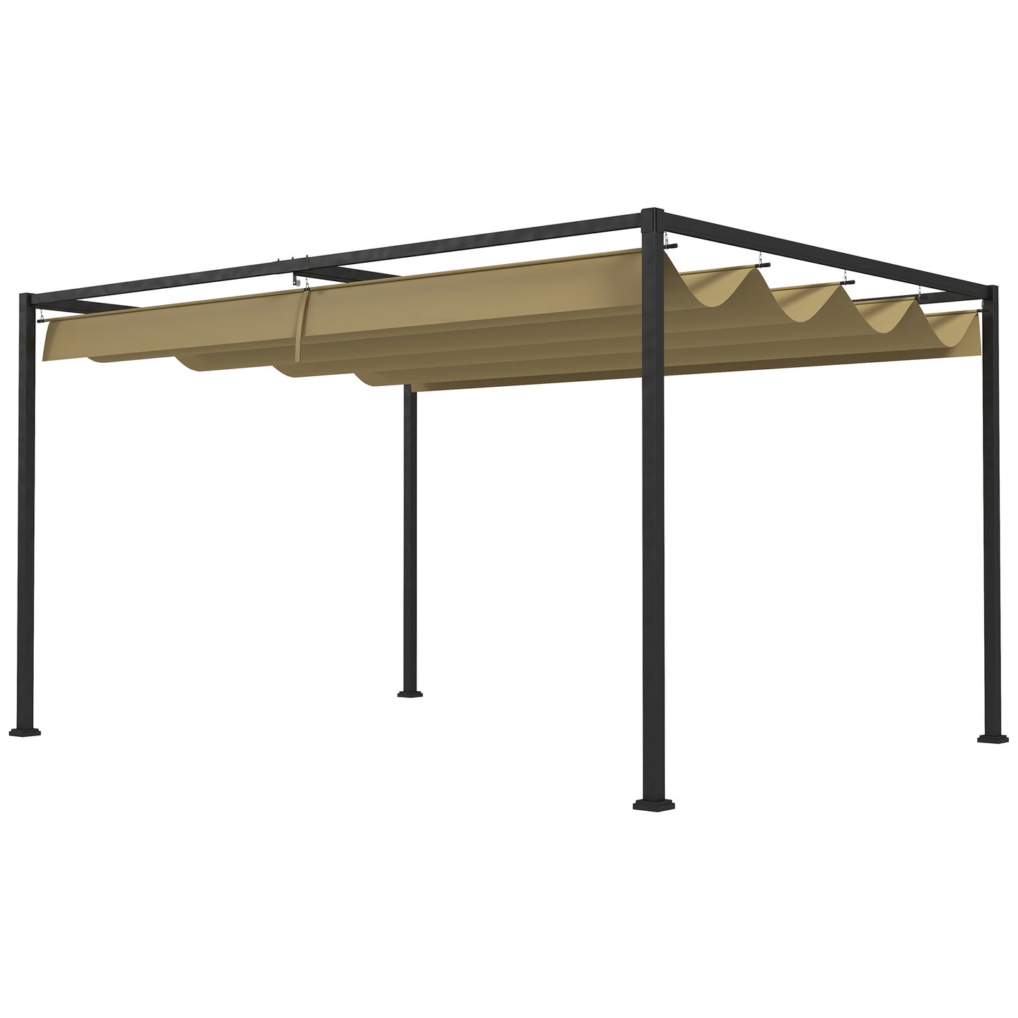 Pergola de patio 10' x 7' avec auvent rétractable, abri solaire extérieur, ombre de jardin, kaki