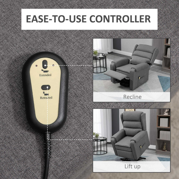 Fauteuil releveur pour personnes âgées avec repose-pieds, gris