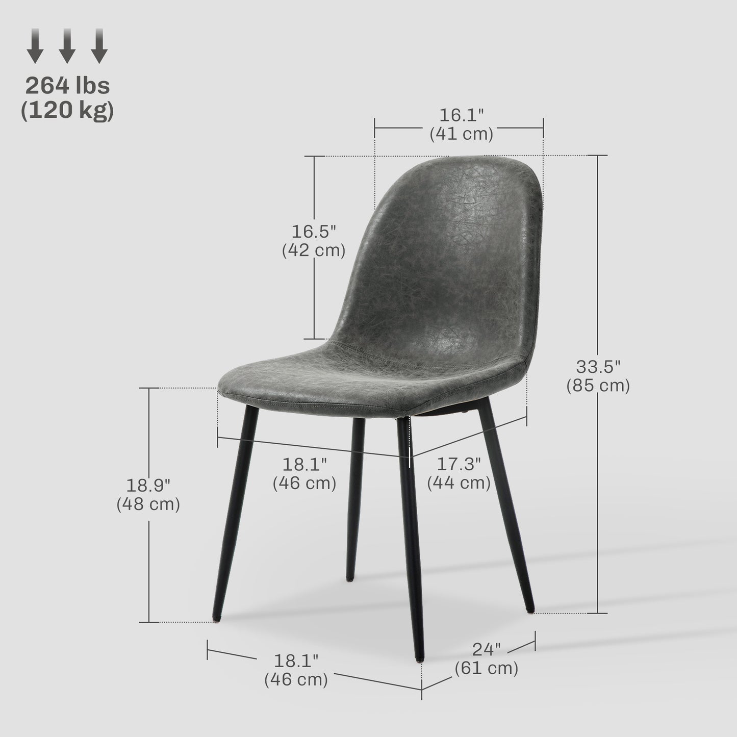 Lot de 4 chaises de salle à manger rétro rembourrées en cuir synthétique
