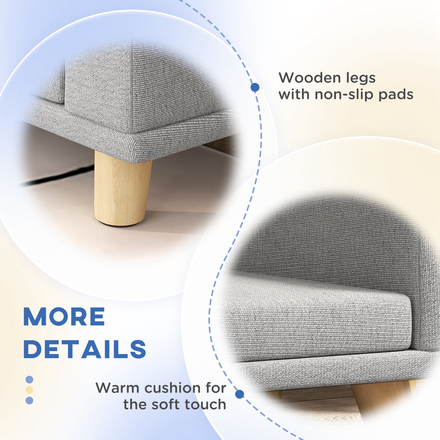 Canapé pour grands chiens avec housse lavable et coussinets antidérapants, gris