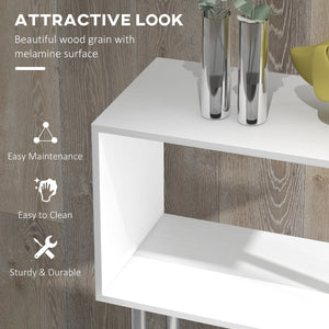 Bibliothèque géométrique en bois à 5 niveaux , blanc