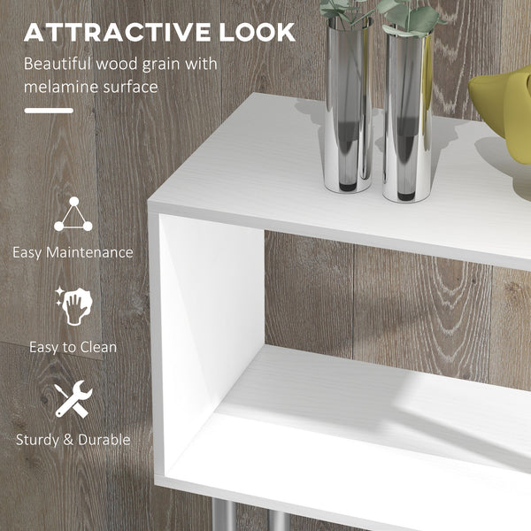 Bibliothèque géométrique en bois à 5 niveaux , blanc