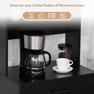 Buffet de cuisine avec comptoir micro-ondes, noir