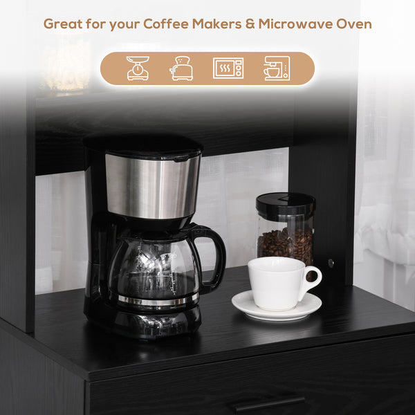 Buffet de cuisine avec comptoir micro-ondes, noir