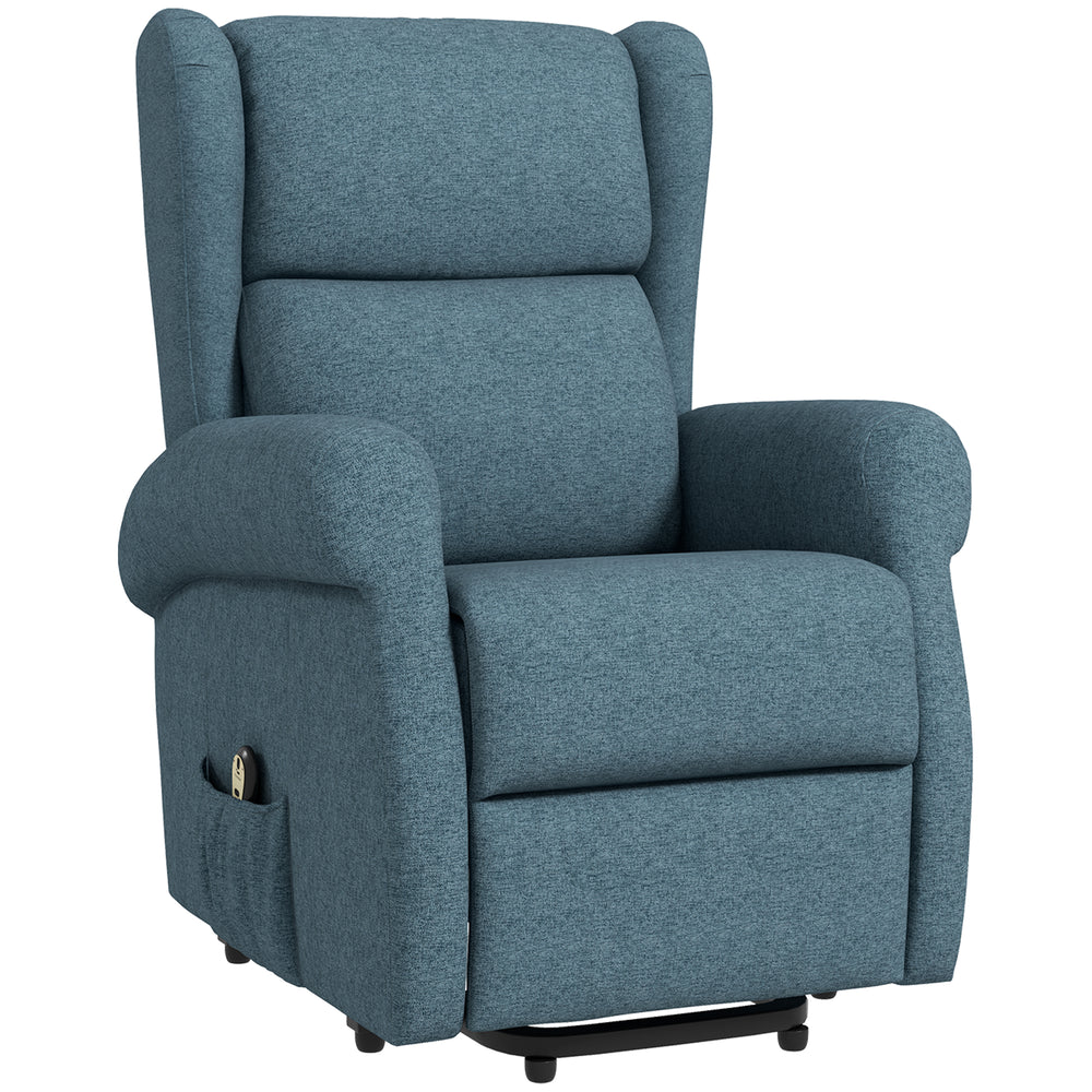 Fauteuil releveur à oreilles pour personnes âgées, bleu