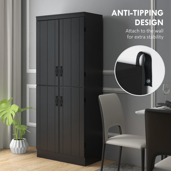 4-door storage unit with adjustable shelves, black