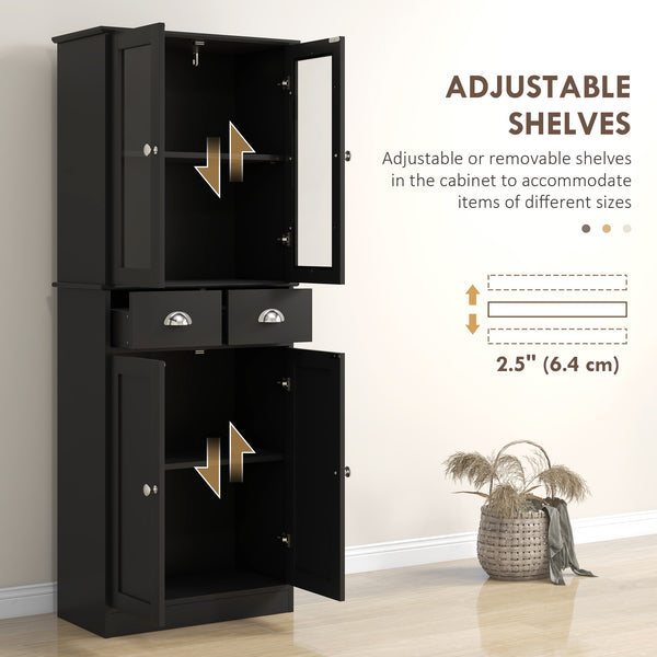Meuble de rangement de 61 po avec portes en verre, noir