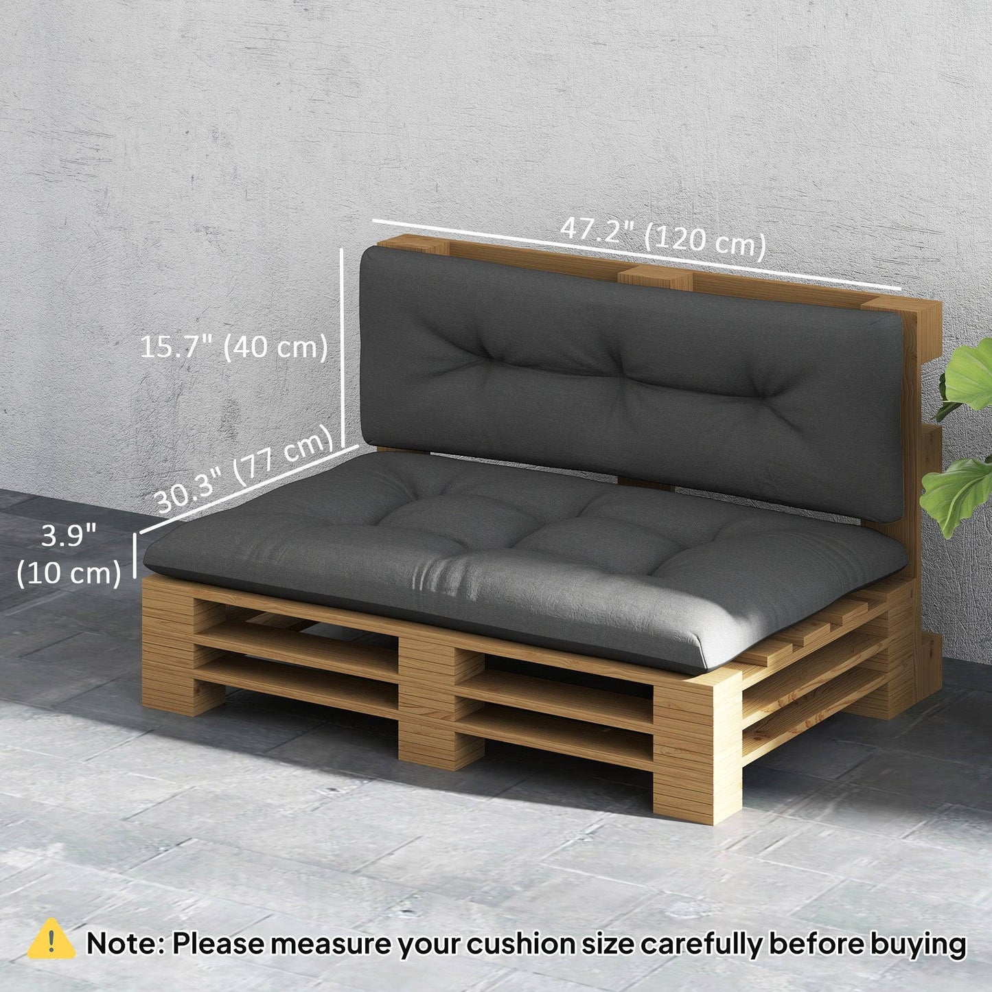 Ensemble de coussins 2 pièces pour palettes, gris anthracite