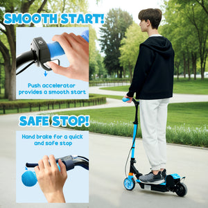 Trottinette électrique pliable avec siège et 2 hauteurs réglables, bleu