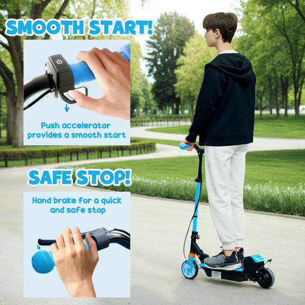 Trottinette électrique pliable avec siège et 2 hauteurs réglables, bleu