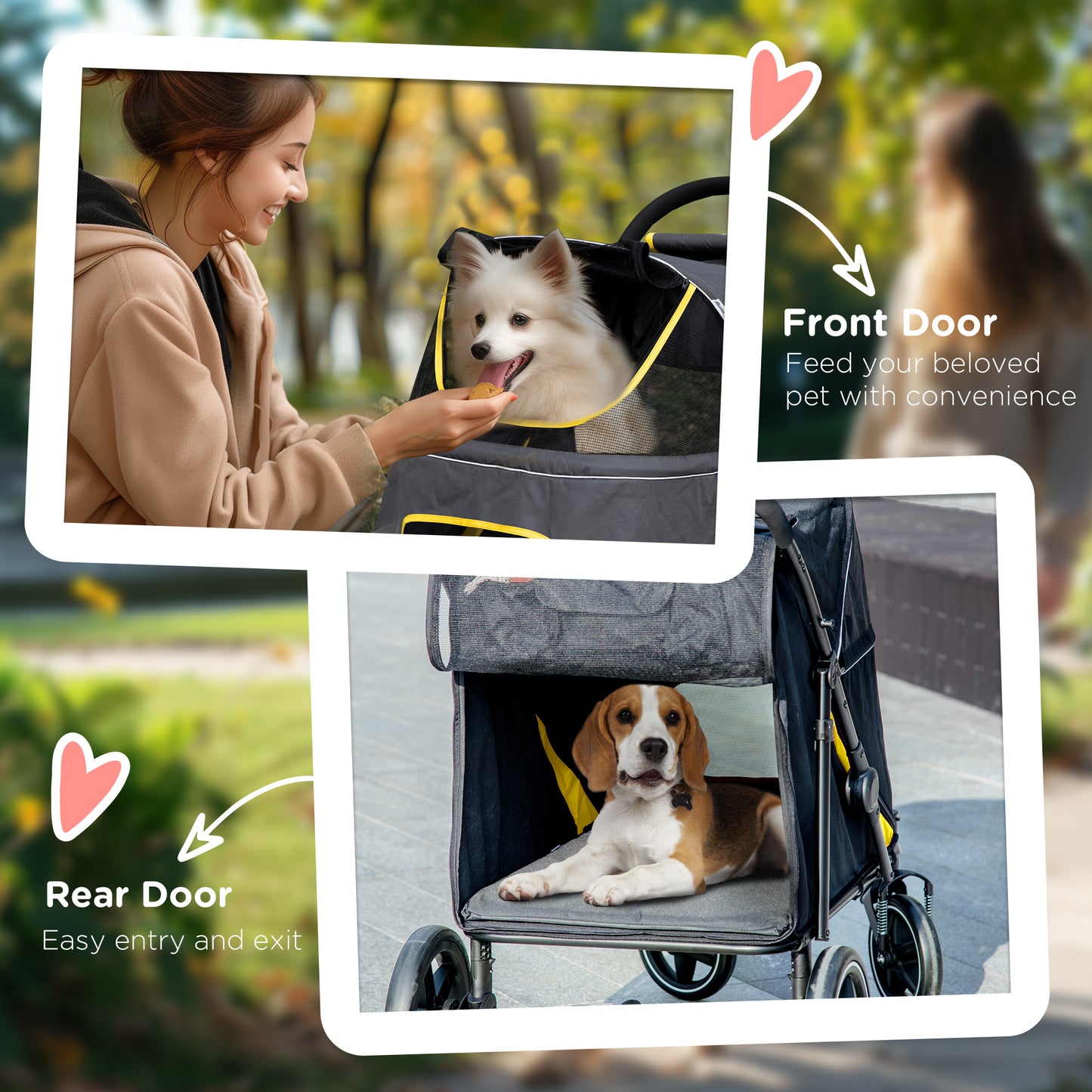 Foldable dog stroller for large and medium dogs, dark gray