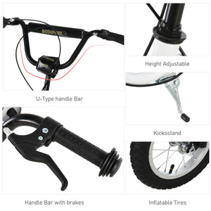 Trottinette avec pneus gonflable à double freins, blanche