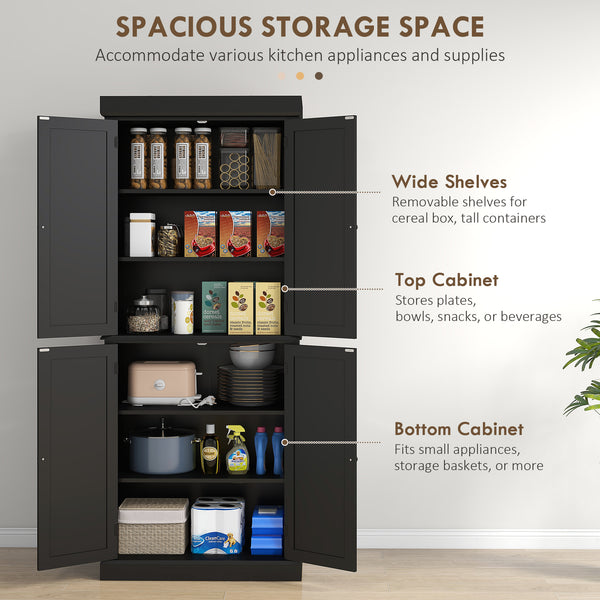 Kitchen cabinet with 4 doors, black