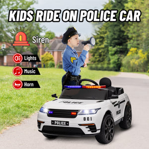 Voiture de police électrique 12 V avec télécommande, blanc