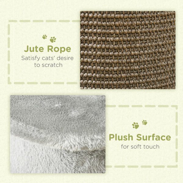 58cm scratching post with covered plush and play balls, grey