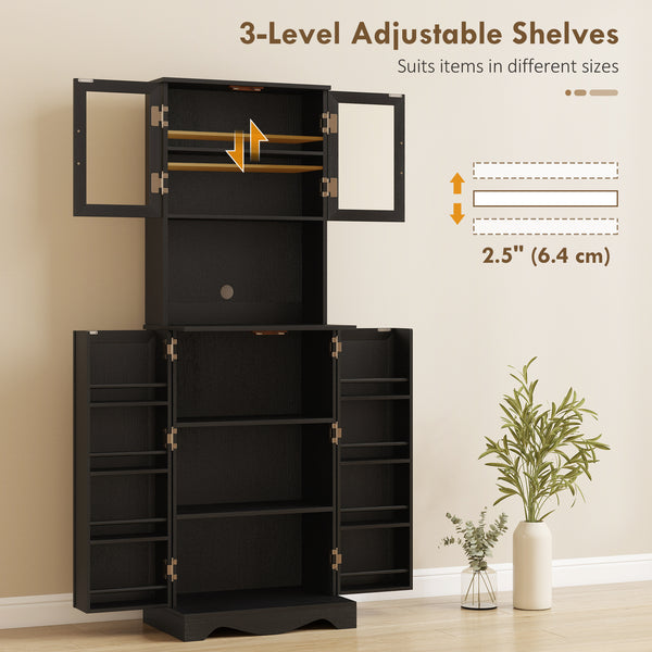 Meuble de rangement avec 8 étagères, noir