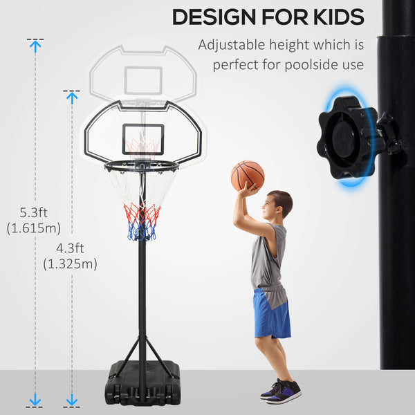 Panier de basket-ball réglable pour piscine avec roulettes