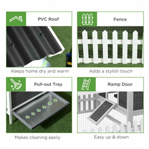 Wooden chicken coop with run for chickens, rabbits and ducks