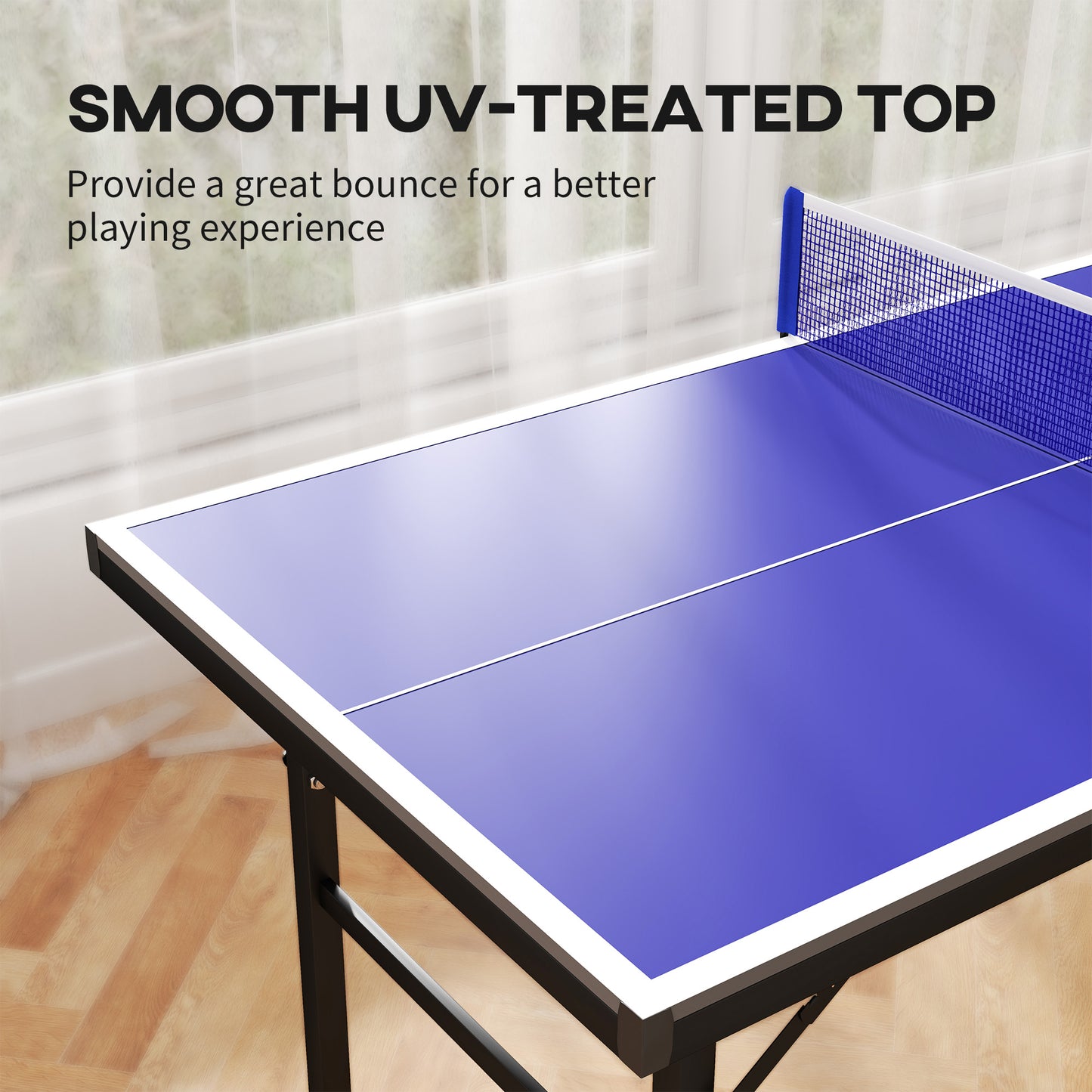 Table tennis table with professional folding top with adjustable legs and net for outdoor and indoor use,