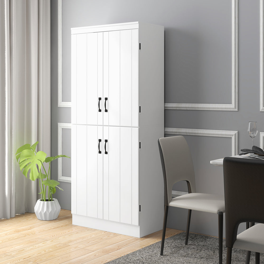 Meuble de rangement 4 portes avec étagères réglables, blanc