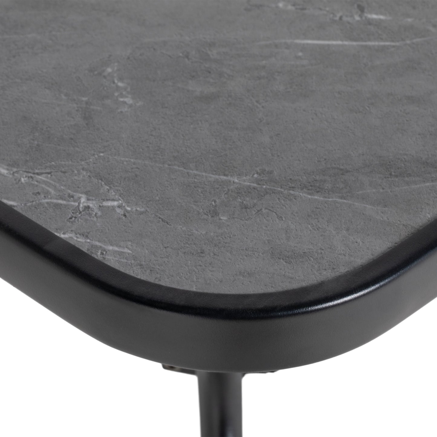 Outsunny Square Outdoor Table, Bistro Coffee Table with Faux Marble Top and 42mm Umbrella Hole, Dark Grey