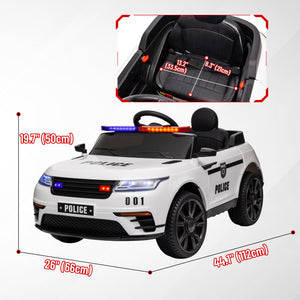 Voiture de police électrique 12 V avec télécommande, blanc