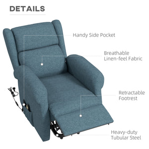 Fauteuil releveur à oreilles pour personnes âgées, bleu