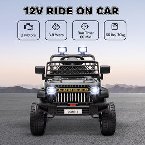 12V electric car with remote control and music, black