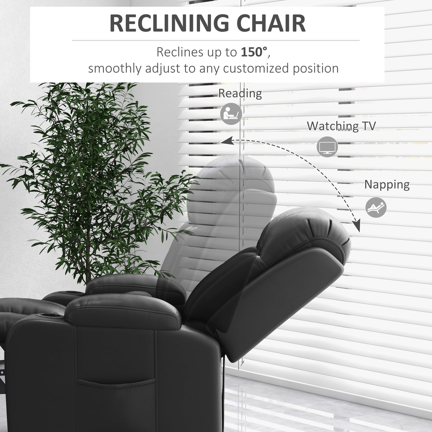 Fauteuil releveur électrique, inclinable avec repose-pieds, télécommande et porte-gobelets, gris
