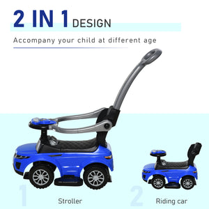 Voiture à pousser pour bambin 2 en 1, bleu