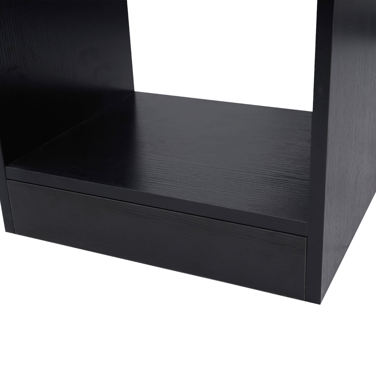 Bureau d'angle pivotant à 360° avec étagères à 3 niveaux, noir