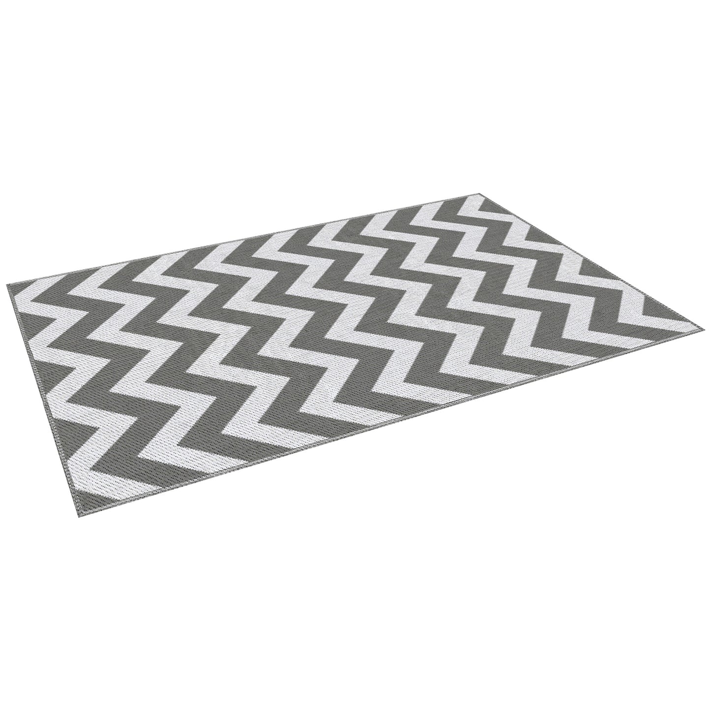 Reversible Outdoor Patio Rug, 4' x 6' Plastic Straw Mat for Garden, Patio, Beach, Camping, Gray and White