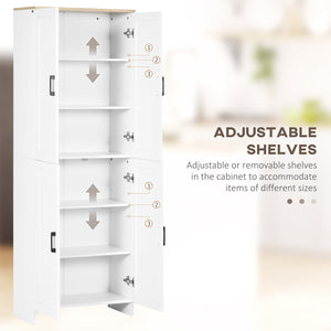 Armoire de cuisine 4 portes avec étagères réglables, blanc