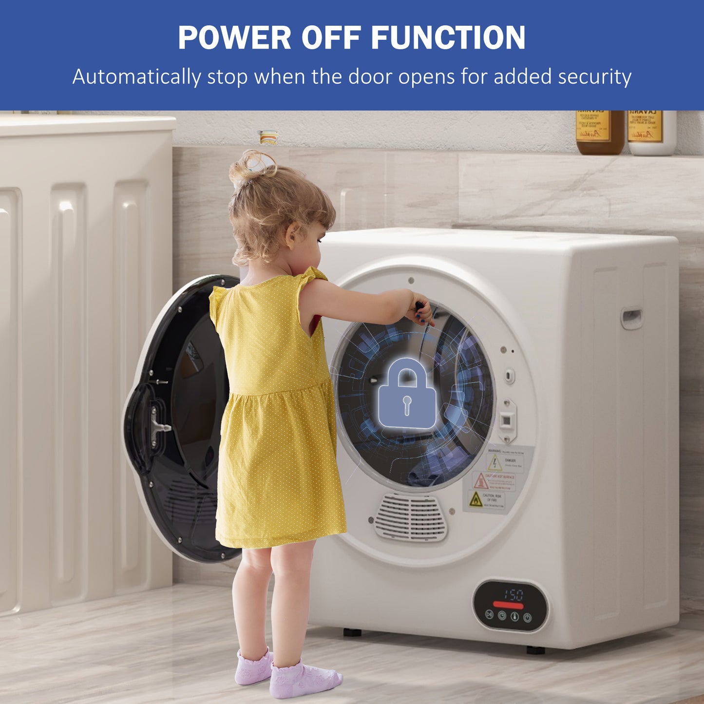 Compact Dryer, 1300W, 3.22 cu. ft., Electric, Portable, with 7 Drying Modes, Gray