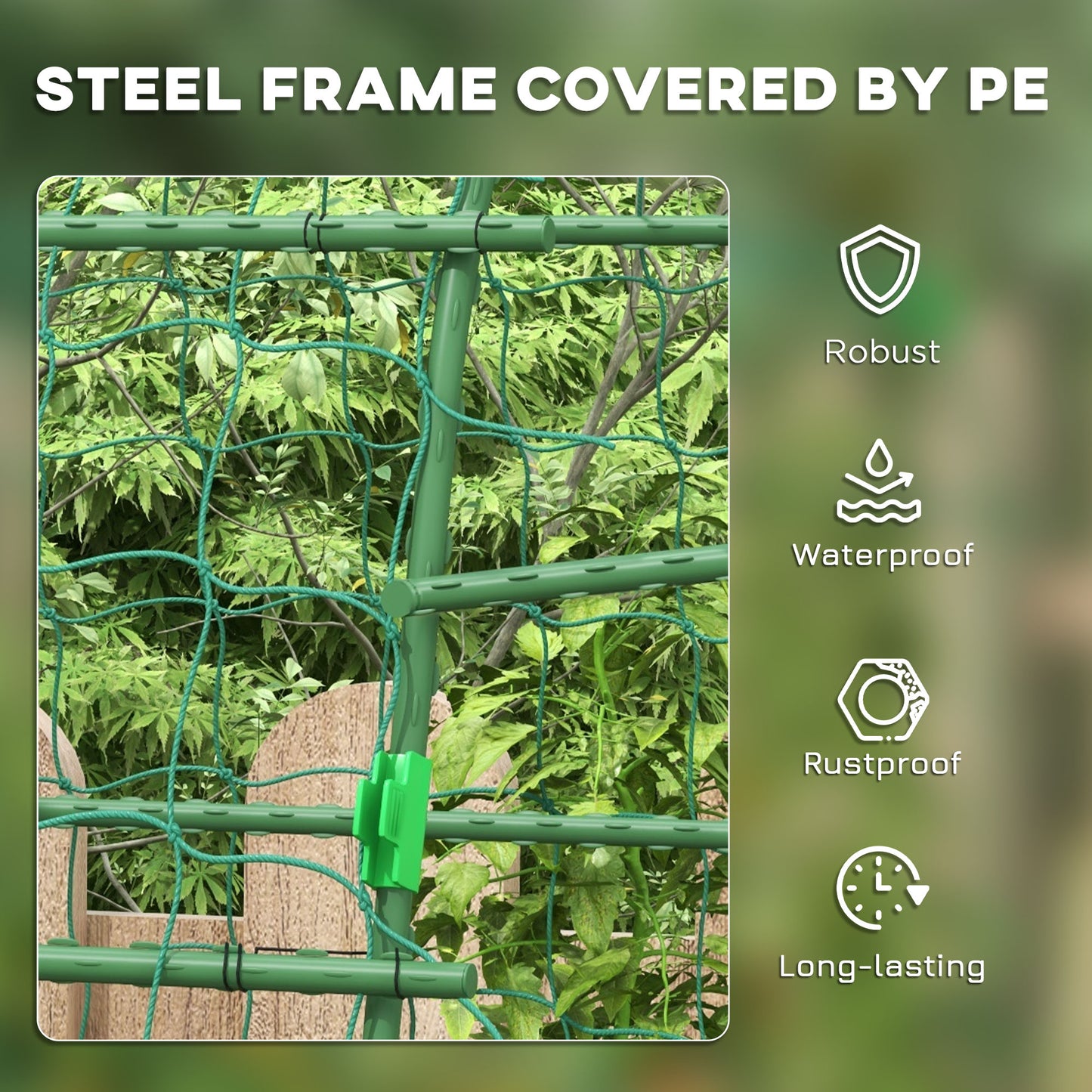 Arched Garden Trellis with Climbing Net for Climbing Plants 57" x 66" x 81"