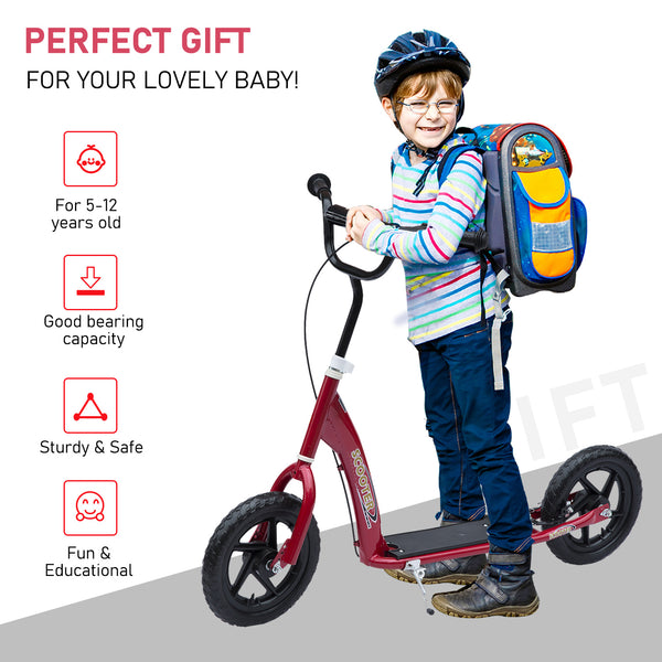 Trottinette avec pneus de 12 pouces, rouge