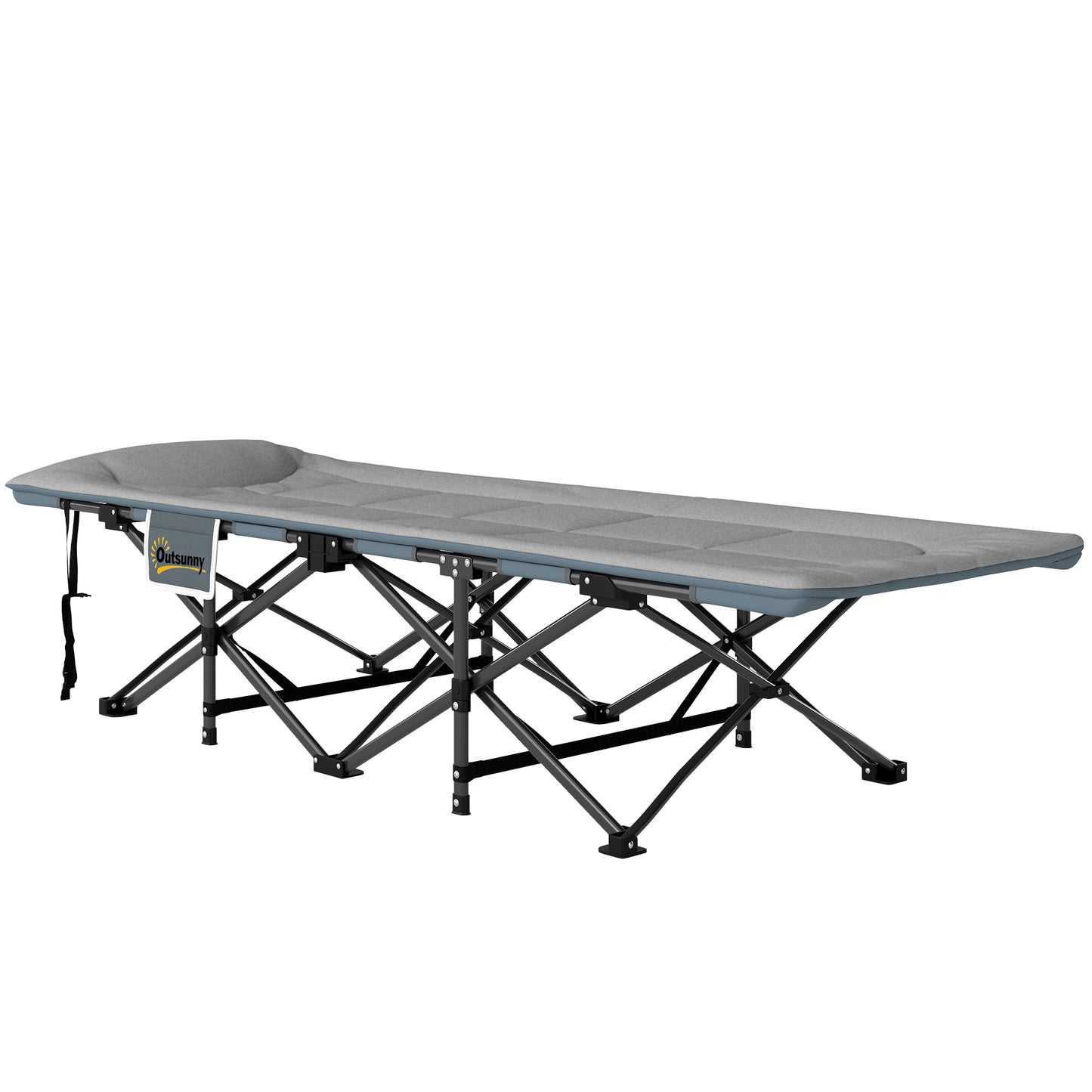 Outsunny 67cm Wide Folding Bed, Adult Camp Bed with Cushion, Storage Pocket, Max Load 150kg, Grey