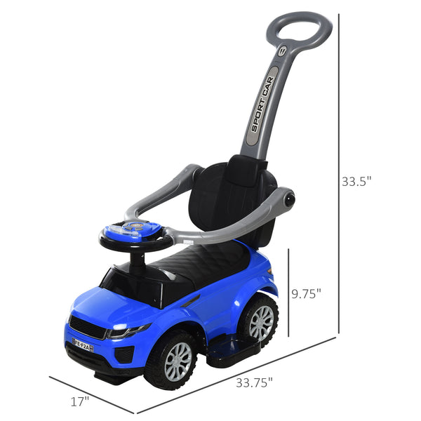 Voiture à pousser pour bambin 2 en 1, bleu
