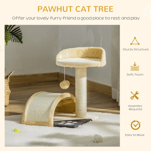 Arbre à chat de 43 cm avec jouet suspendu, beige