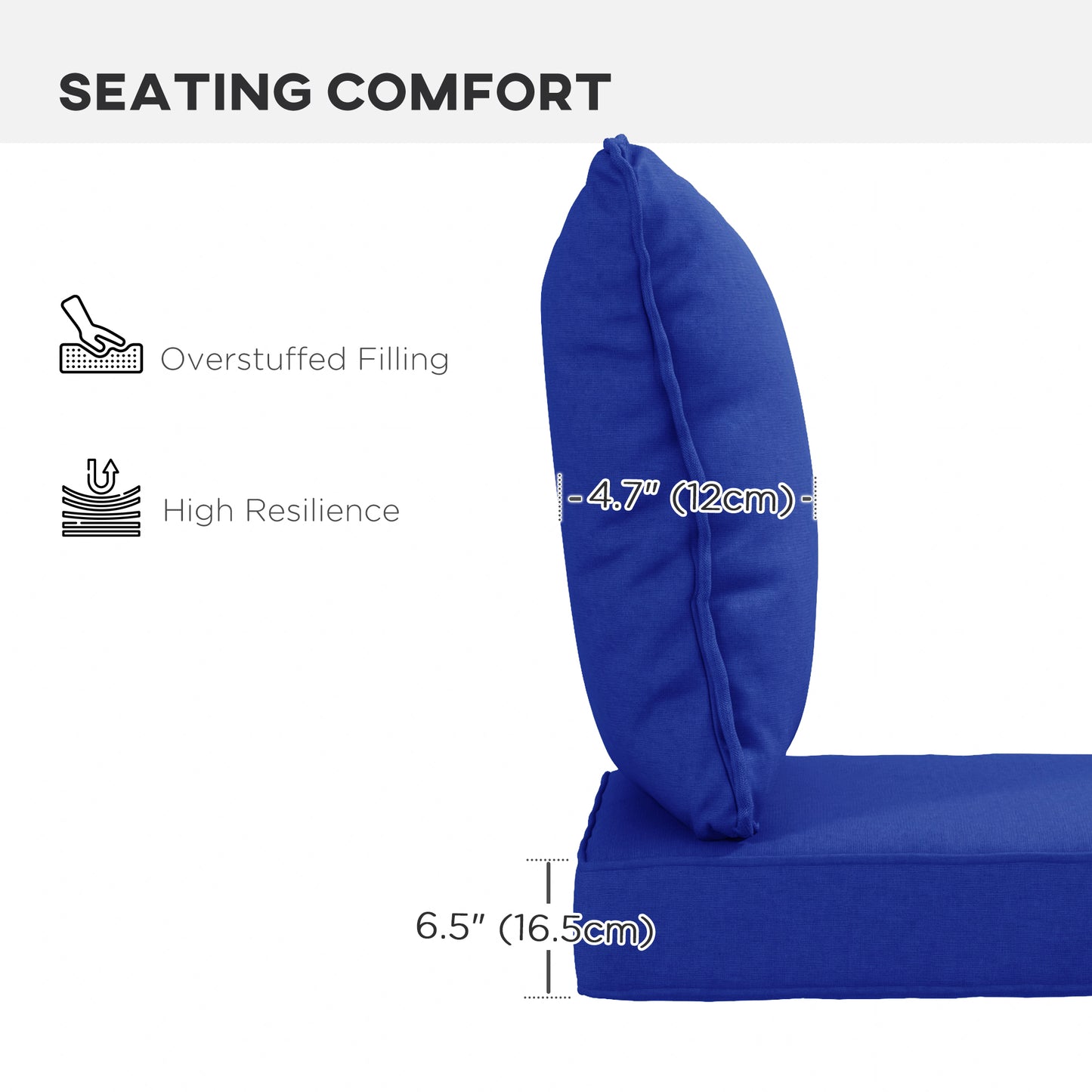 Lot de 4 coussins de rechange pour chaise de patio avec dossier, bleu marine