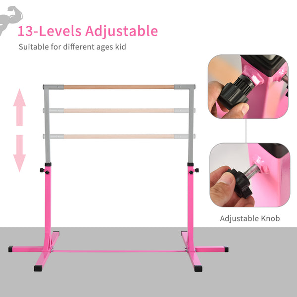 Barre de gymnastique professionnelle pour enfants, rose