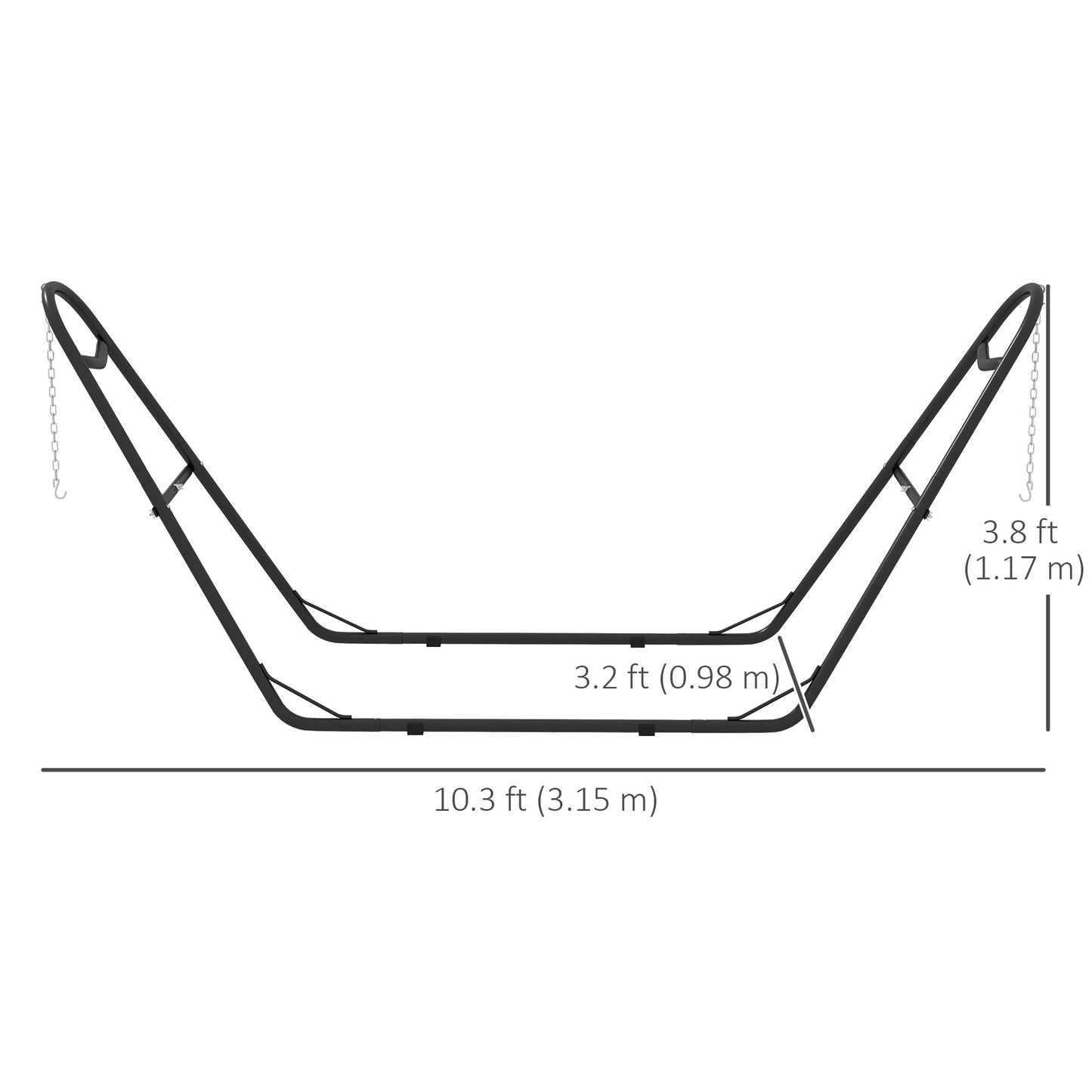 Support de hamac de 3,1 m, réglable, compatible avec les hamacs de 2,7 à 4,3 m, robuste, noir