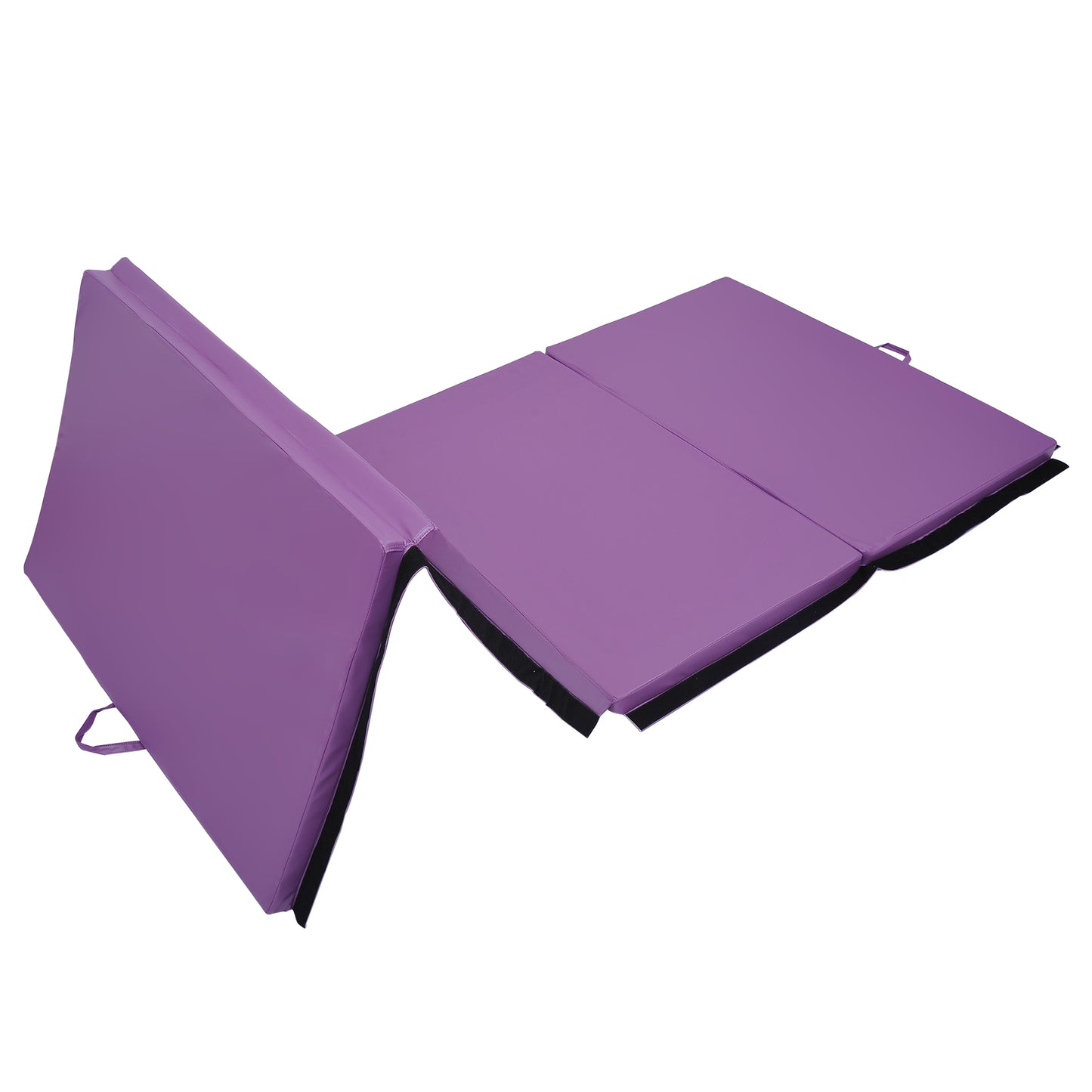 Soozier 4'x10'x2'' Folding Gym Mat with Carry Handles for Yoga, MMA, Martial Arts, Stretching, Purple