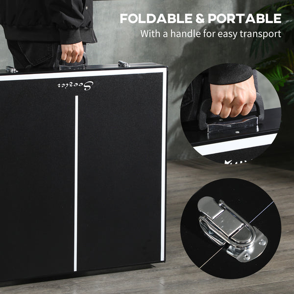 Folding table tennis table with aluminum frame, black
