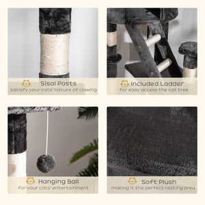 Adjustable cat tree from 240 to 250 cm, ceiling height, scratching post, activity center, gray