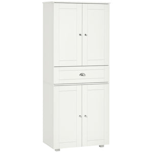 Meuble de rangement moderne avec 4 portes et 3 étagères réglables, blanc