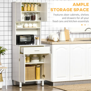 Garde-manger avec rangement pour micro-ondes, blanc