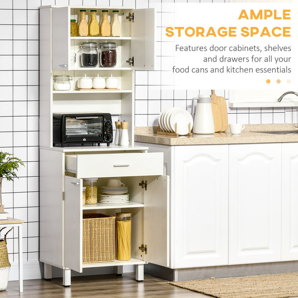 Garde-manger avec rangement pour micro-ondes, blanc